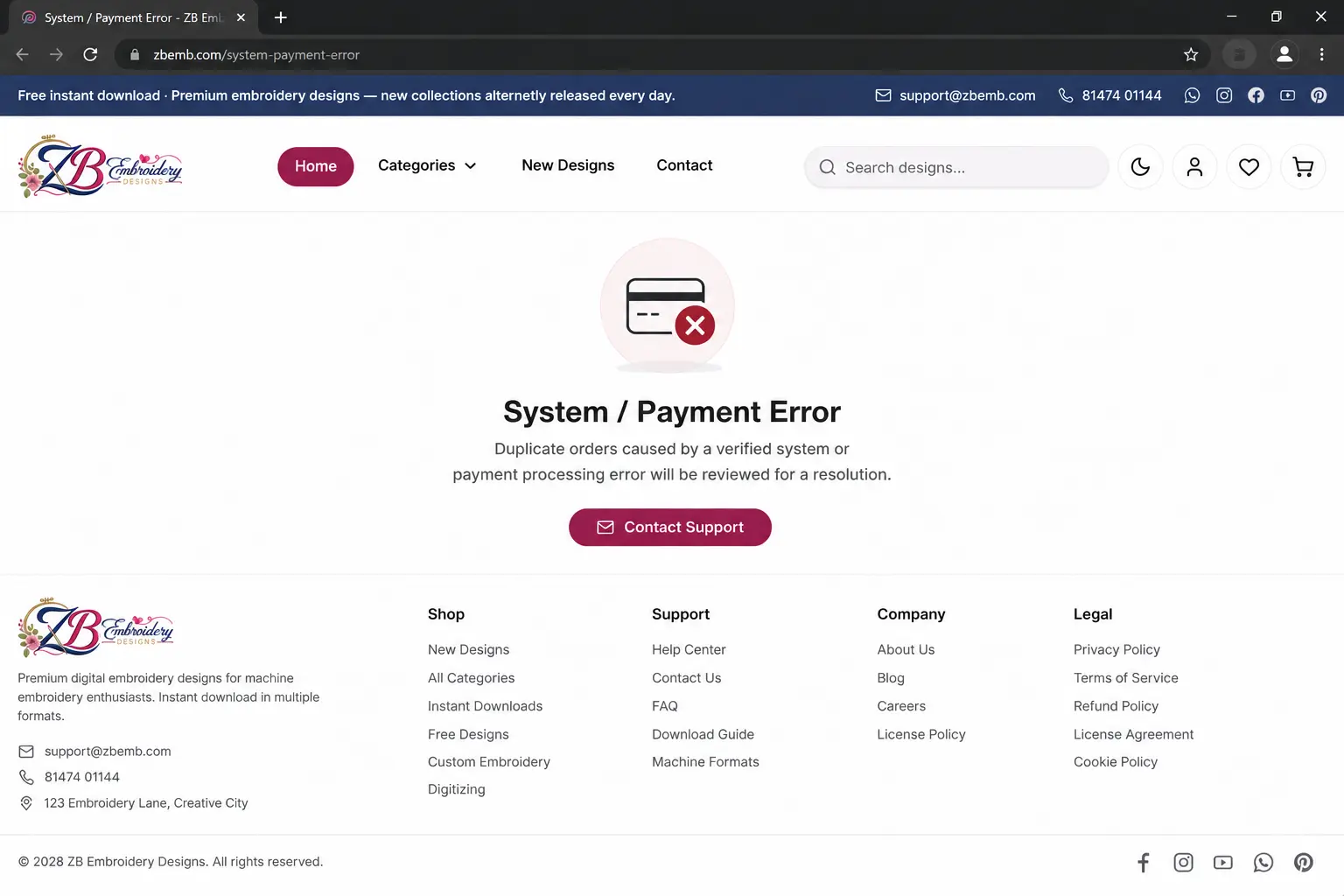 System / Payment Error